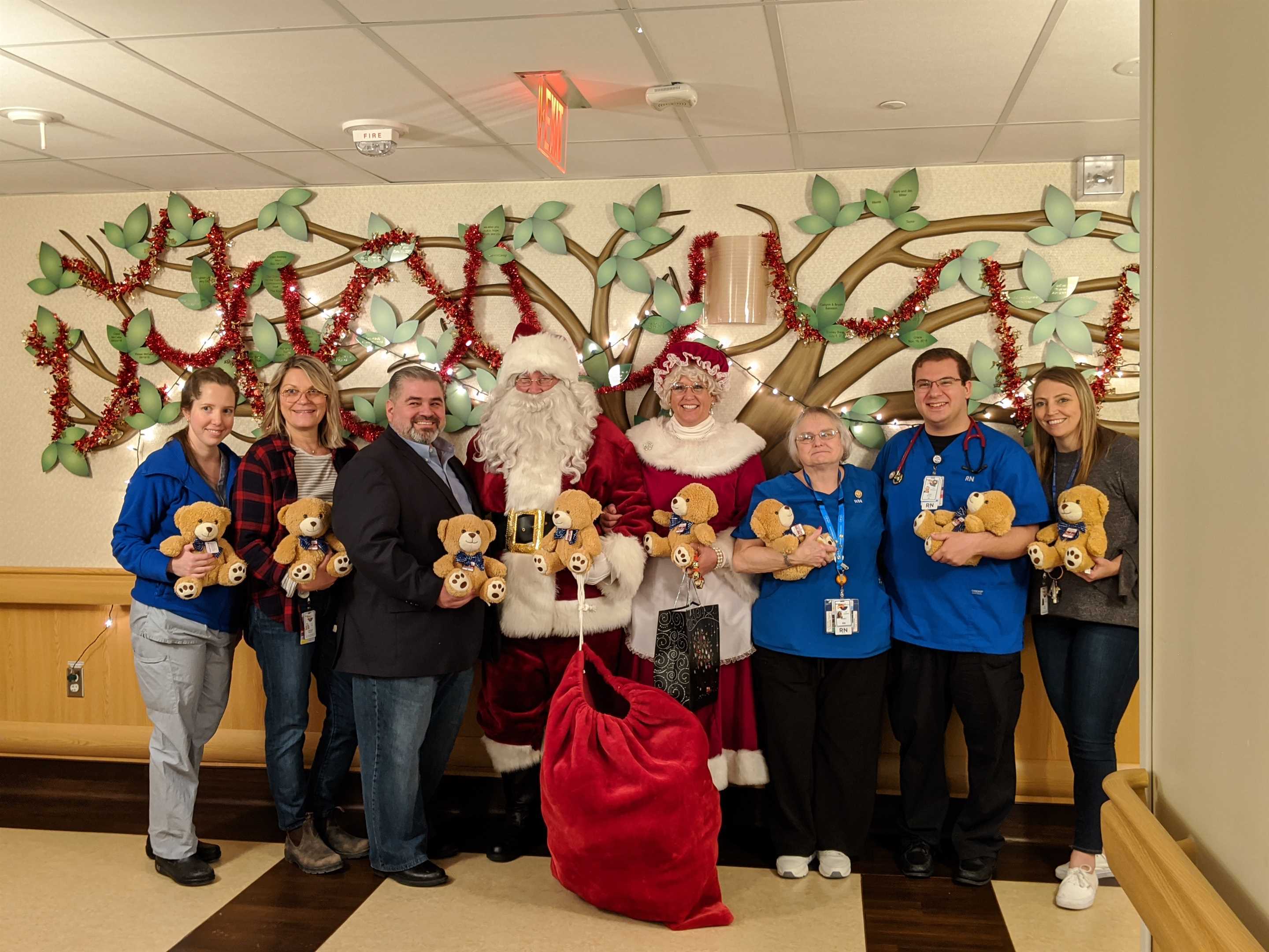 Santa, Hospital staff, and Wally